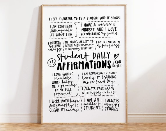 Student Daily Affirmations Classroom Poster Print