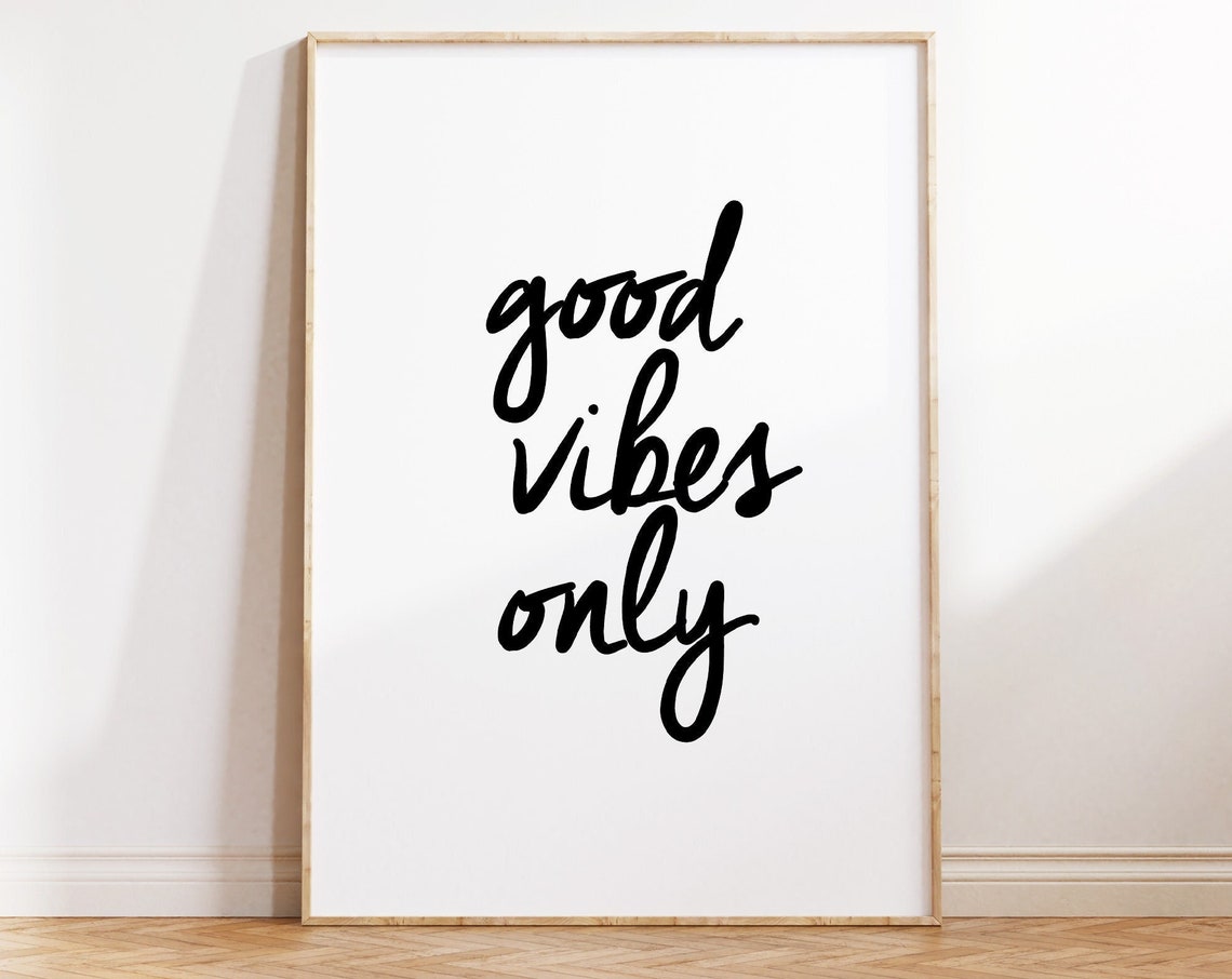 Good Vibes Only Handwritten Brush Script Positive Wall Poster