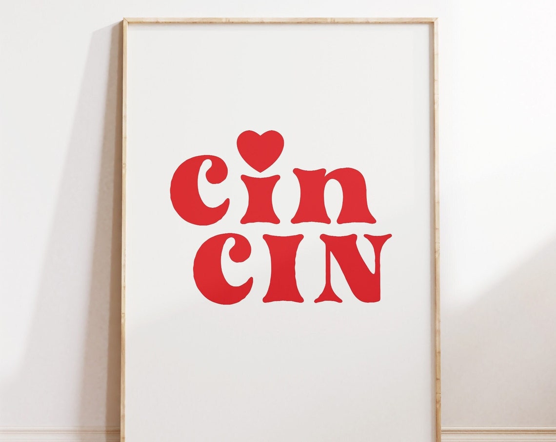 Cin Cin Red Retro Typography Cocktail Kitchen Bar Party Decor Poster