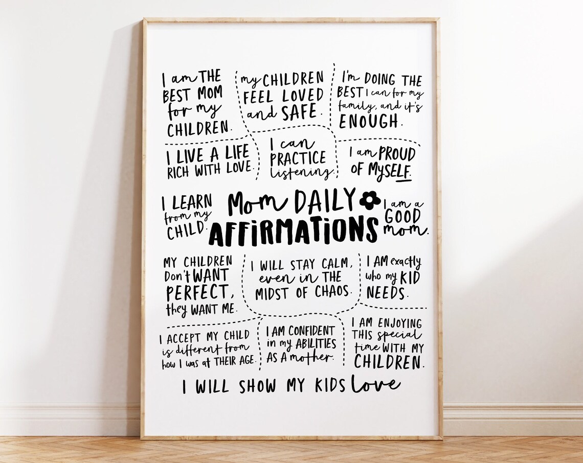 Mom Daily Affirmations Quote Poster, Gift for Mom