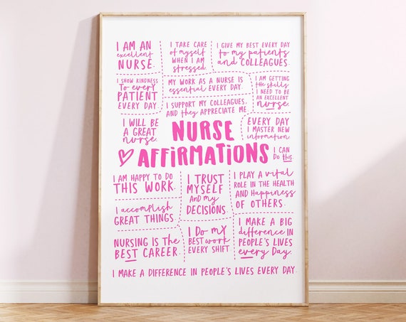 Nurse Daily Affirmations Printable Wall Art Inspirational Poster For Nursing Students Instant Wall Decor