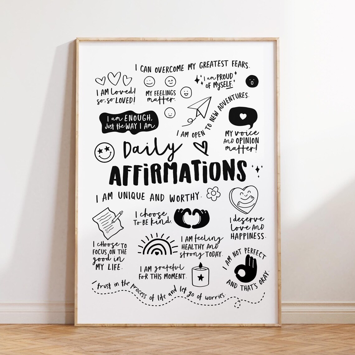 Affirmations Poster, Classroom Motivational Quote Print