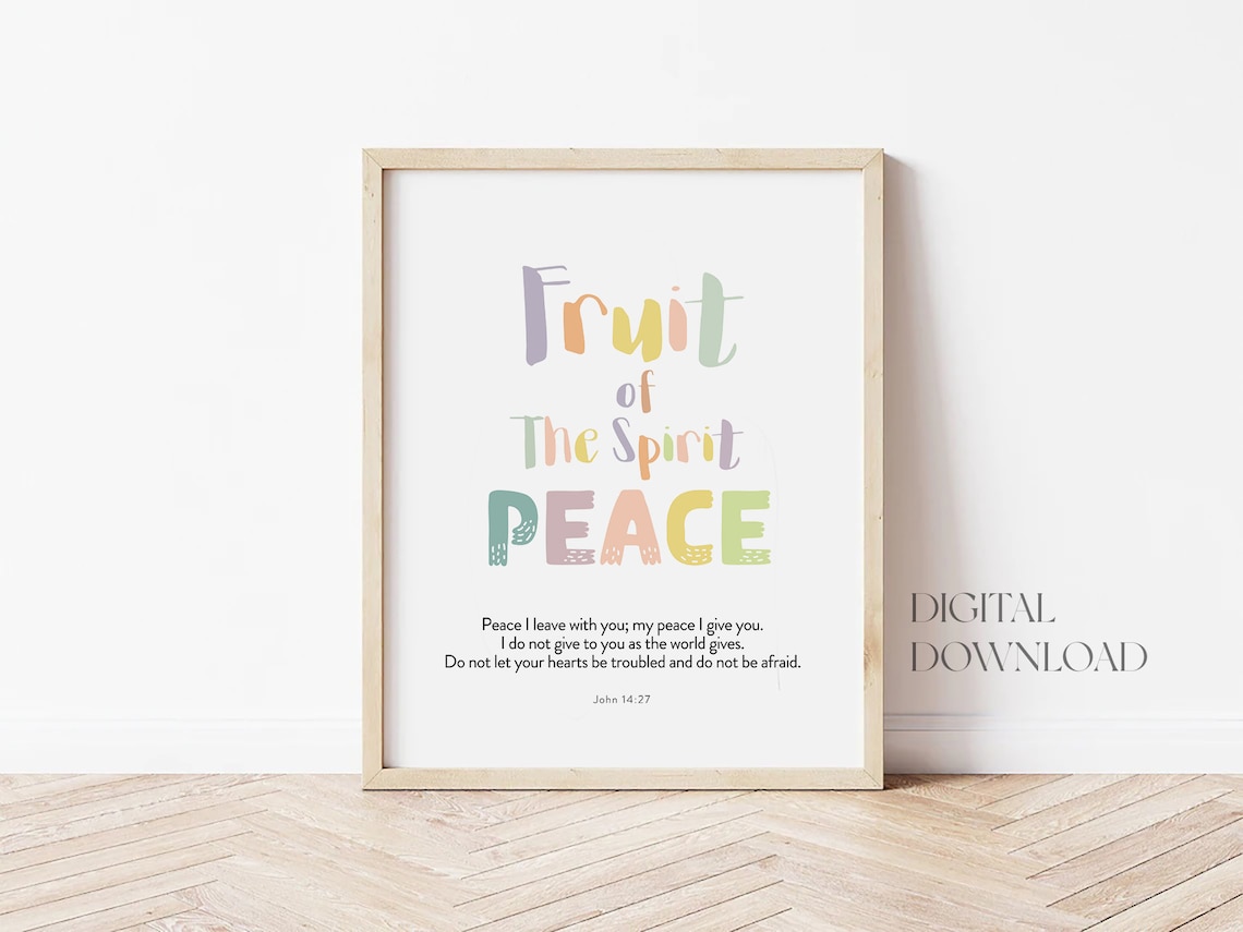 Fruit Of The Spirit Peace Colorful Kids Nursery Bible Verse Poster