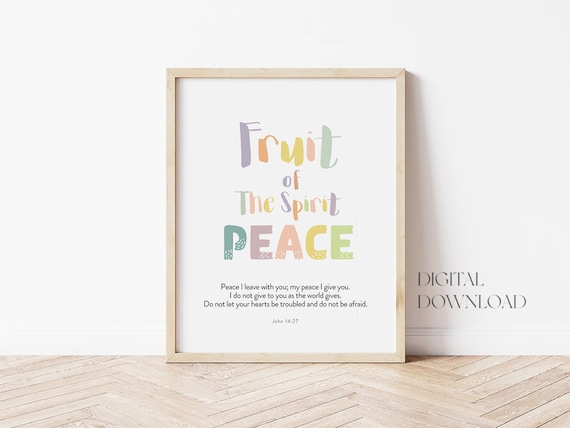 Fruit Of The Spirit Peace Colorful Kids Nursery Bible Verse Poster