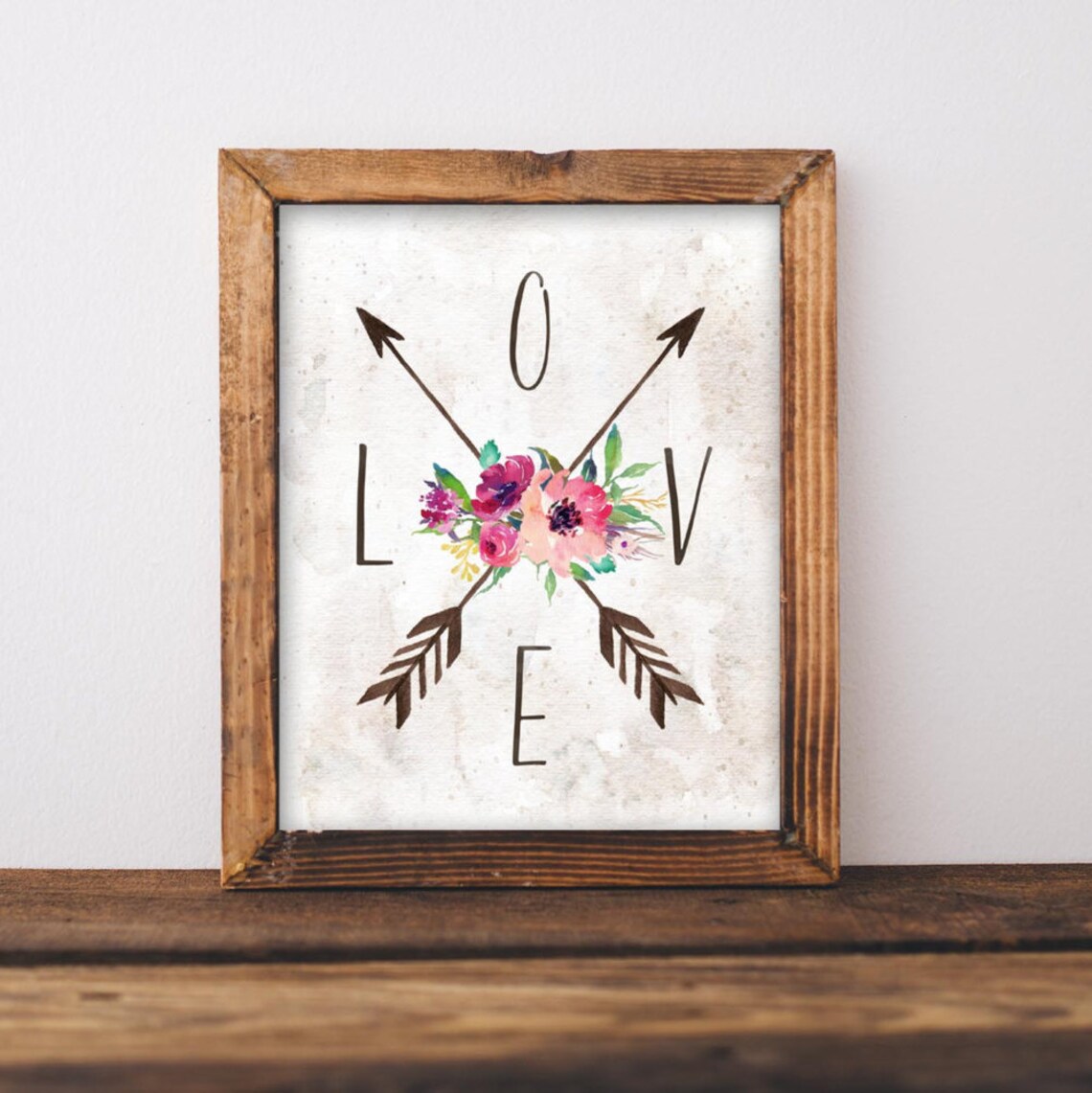 Compass Floral Directional Love Arrow Art Print