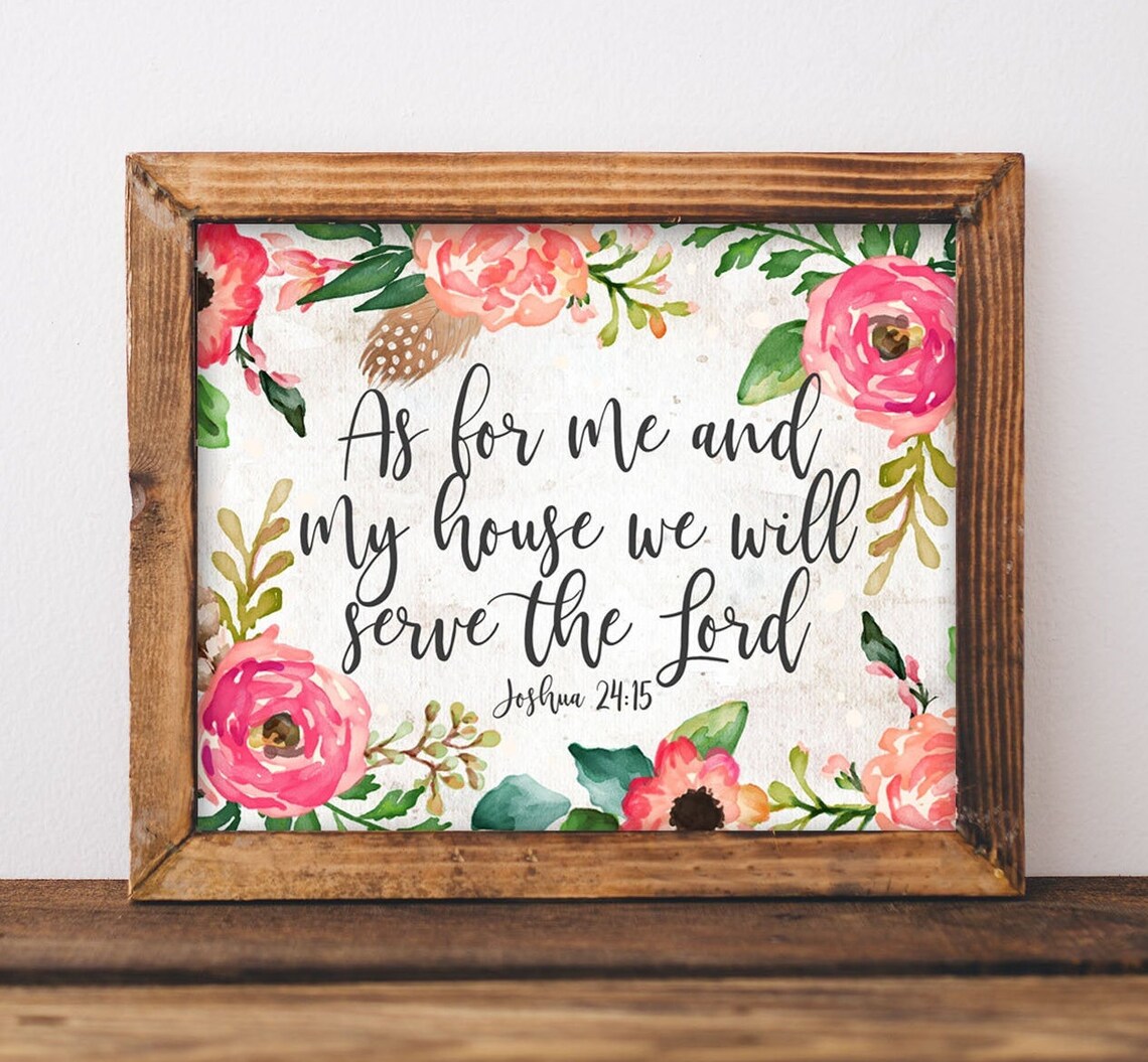 Joshua 24:15 Scripture Art Print, Christian Home Decor