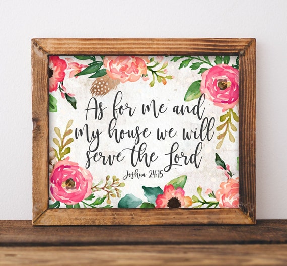 Joshua 24:15 Scripture Art Print, Christian Home Decor