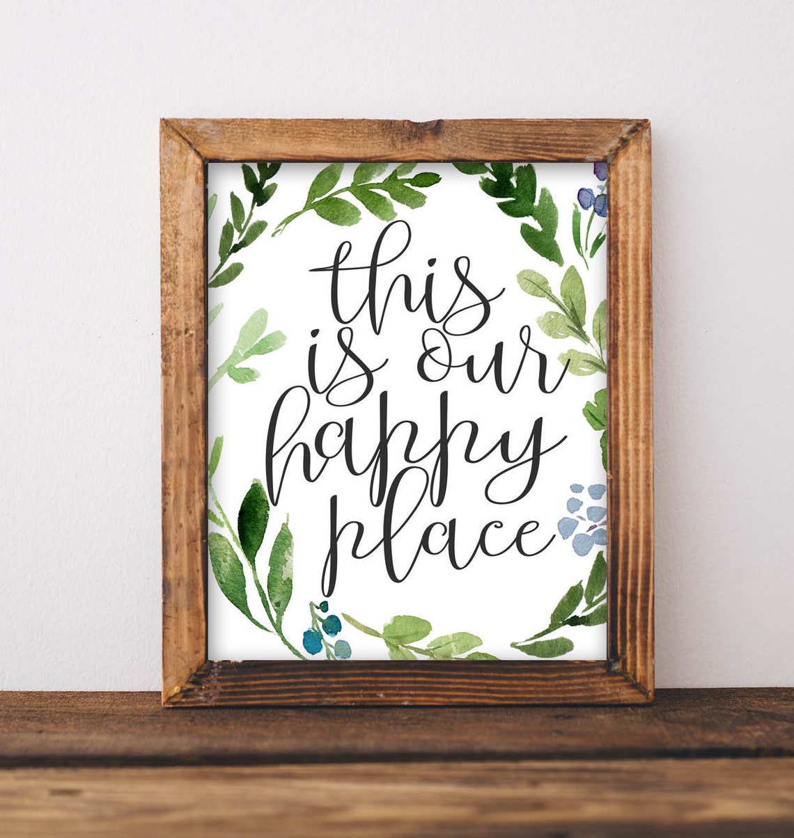 This Is Our Happy Place Watercolor Greenery Farmhouse Quote Poster
