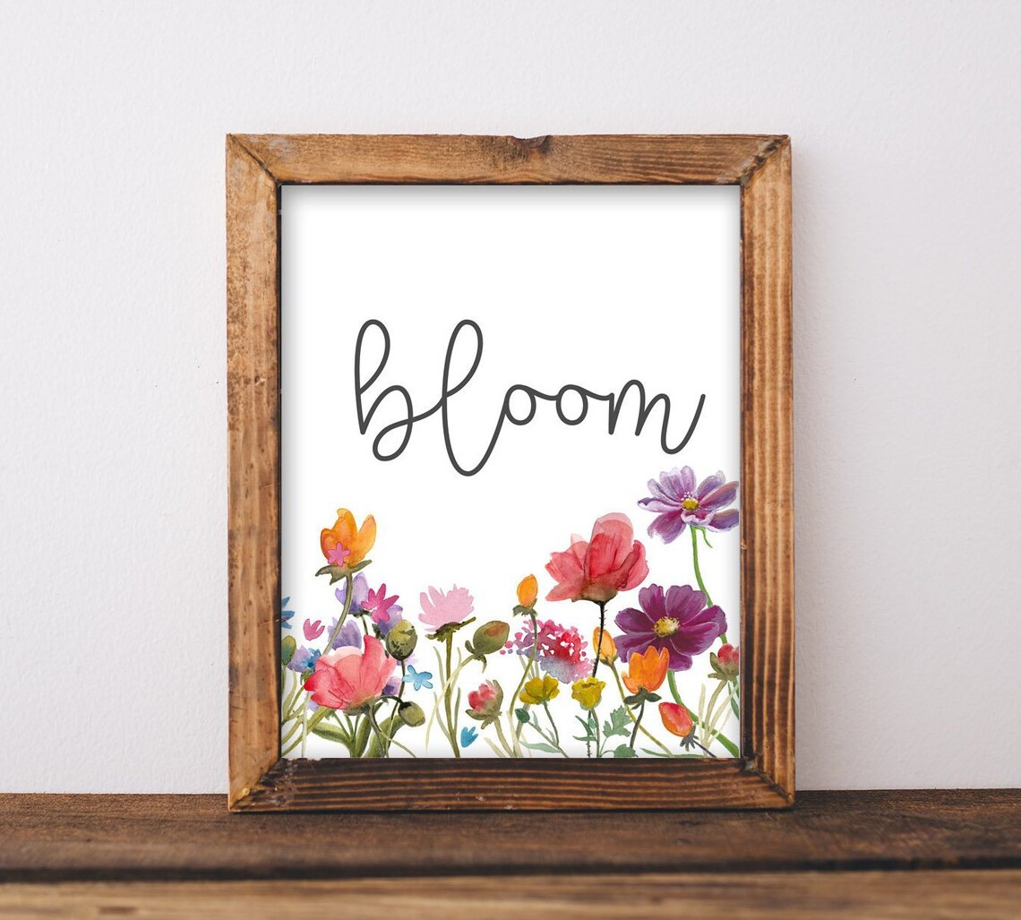 Art Bloom Playroom Sign, Floral Inspirational Print