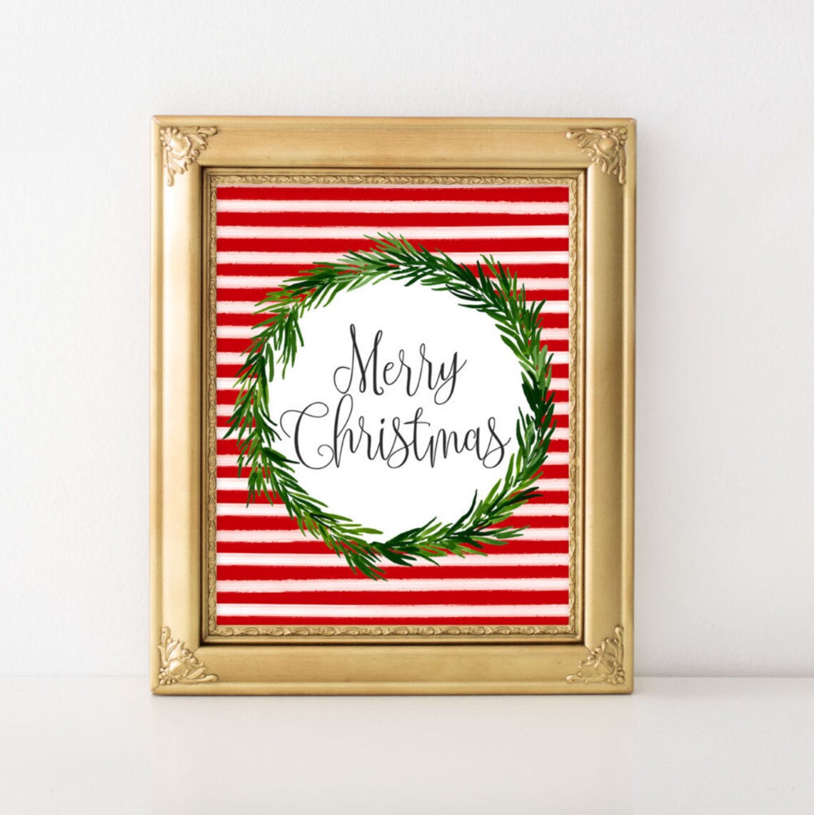 Christmas Merry Print, Watercolor Holiday Decor