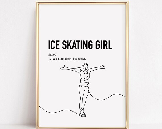 Ice Skating Girl Definition Line Art Minimalist Sports Poster