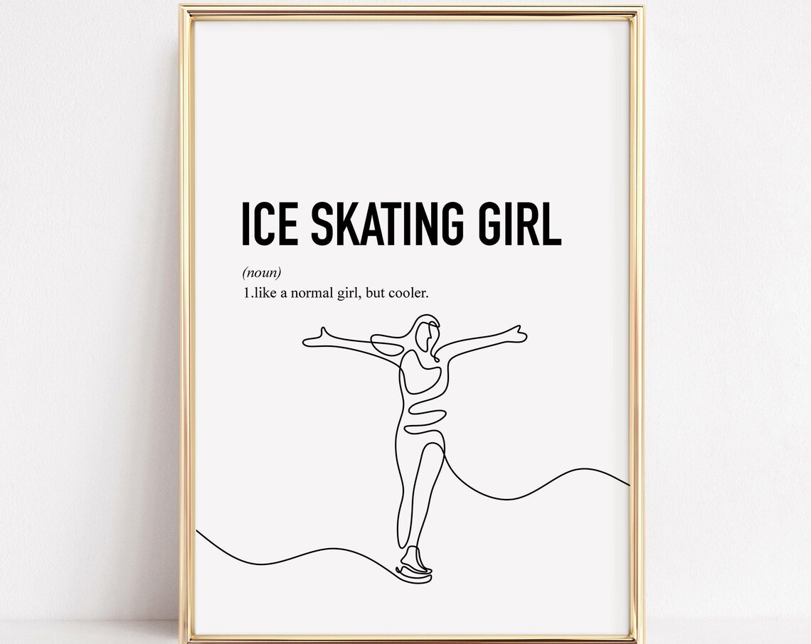 Ice Skating Girl Definition Line Art Minimalist Sports Poster