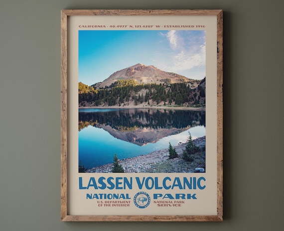 Lassen Volcanic National Park Retro Poster Print