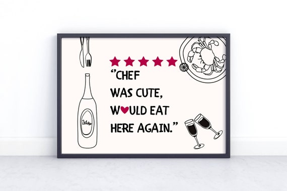Trendy Kitchen Print Aesthetic Kitchen Decor Cute Cooking Art Kitchen Wall Art Print Minimalist Heart Print Chef Art Print