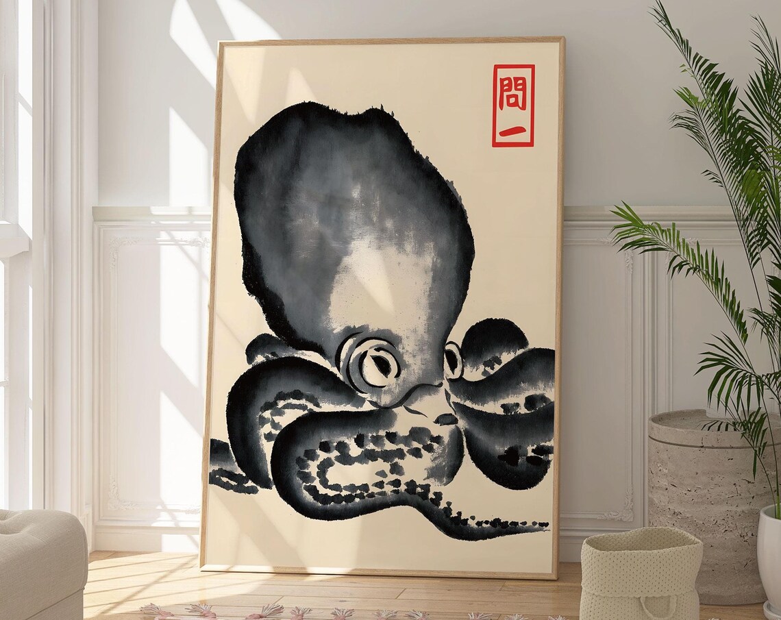 Matsumoto Hoji Octopus, Vintage Japanese Poster Print