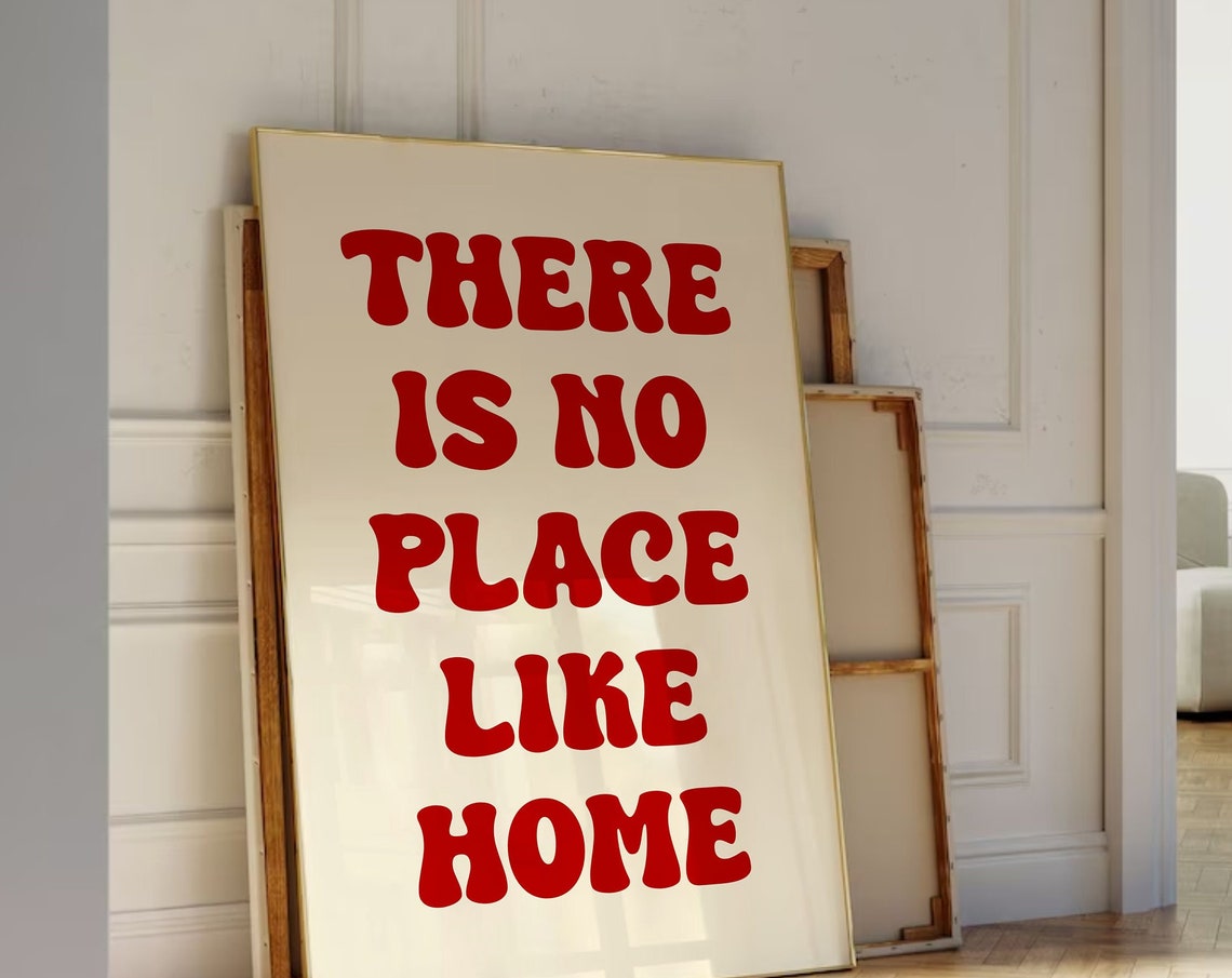 There Is No Place Like Home Red Retro Lettering Cozy Entryway Wall Art - Image 4