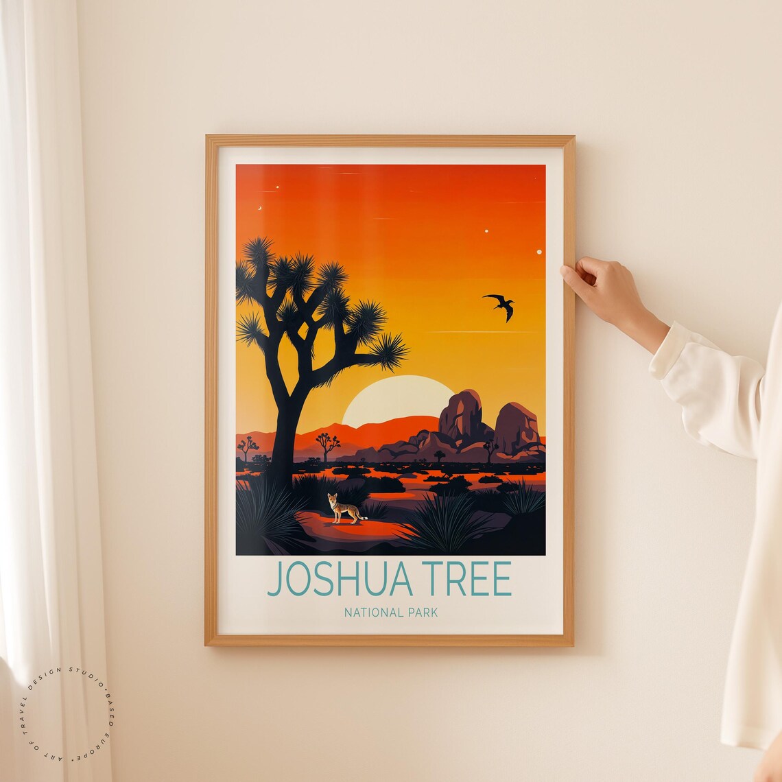 Joshua Tree National Park Desert Sunset With Coyote Silhouette Poster - Image 2