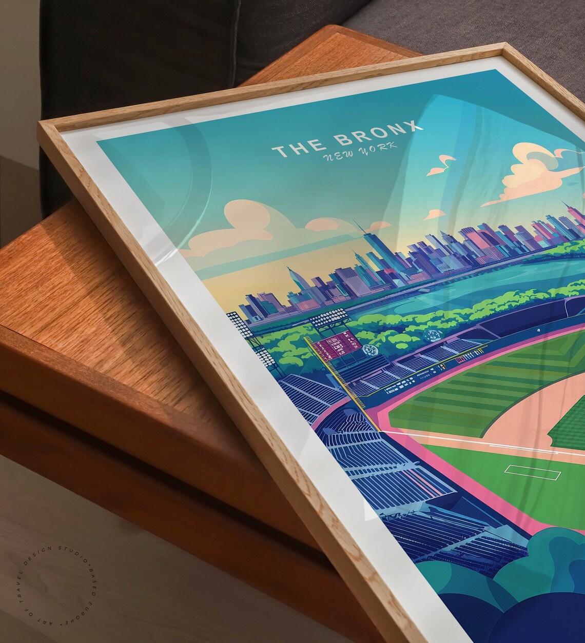 The Bronx New York Baseball Stadium Sunset Manhattan Skyline Poster - Image 6