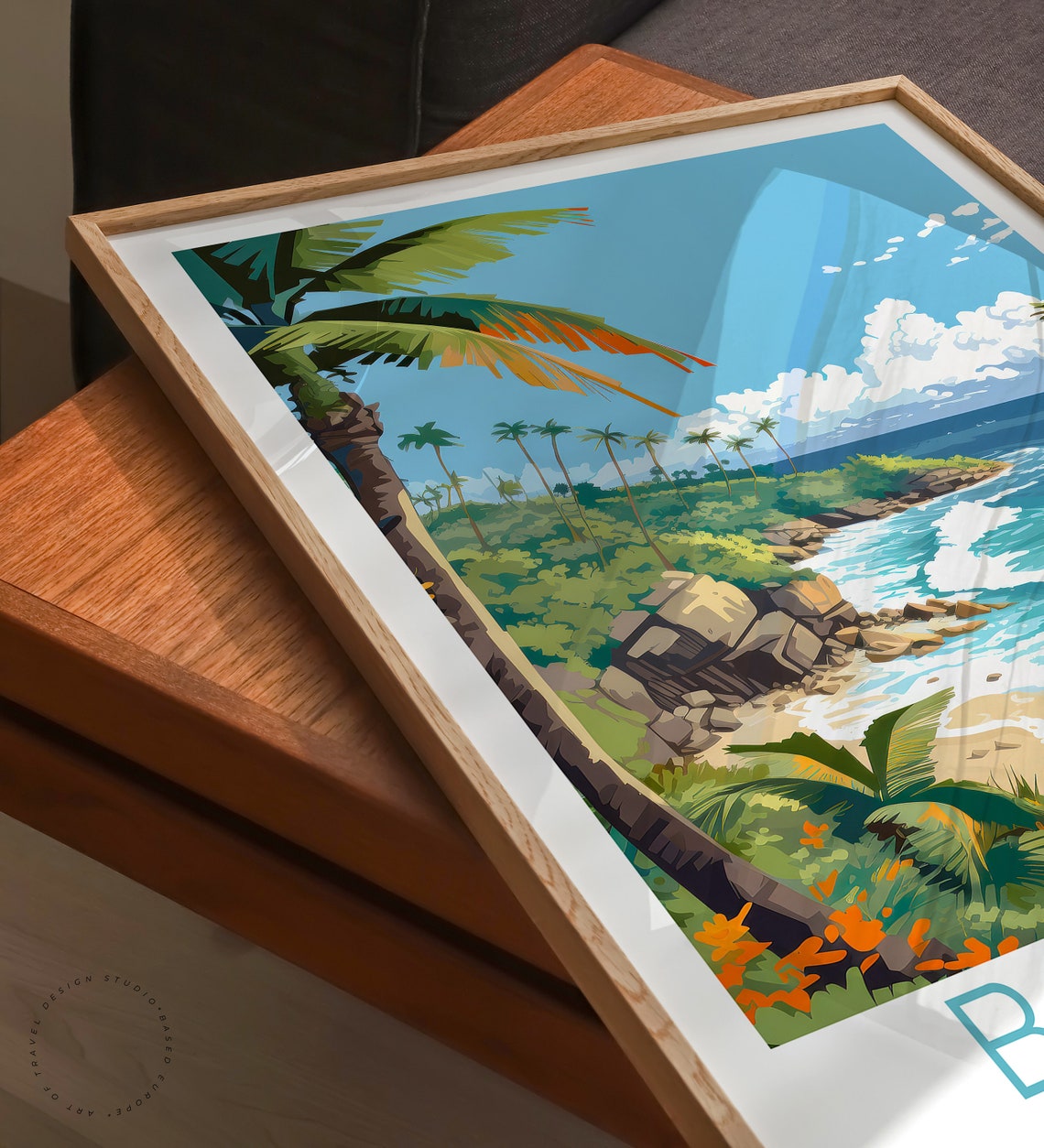 Barbados Caribbean Tropical Cove Palm Beach Ocean View Wall Art - Image 3