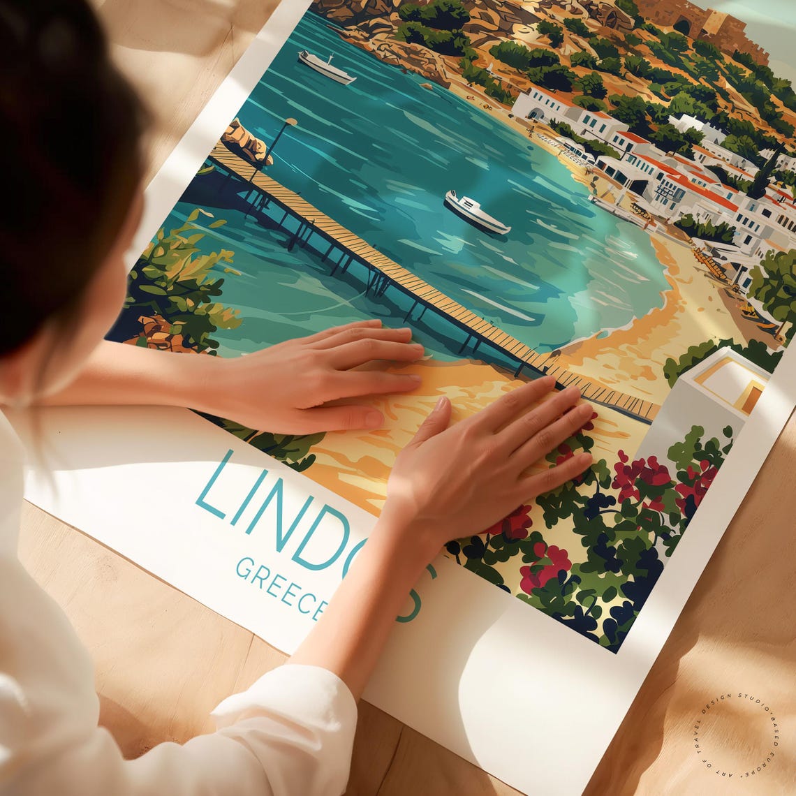 Lindos Greece Travel Poster, Rhodes Home Decor - Image 4