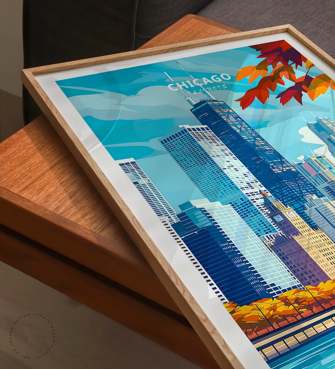 Chicago Illinois Willis Tower Skyline Lakefront Autumn Poster - Image 3