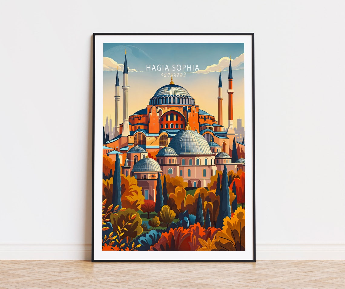Hagia Sophia Istanbul Grand Dome Minarets Golden Hour Poster