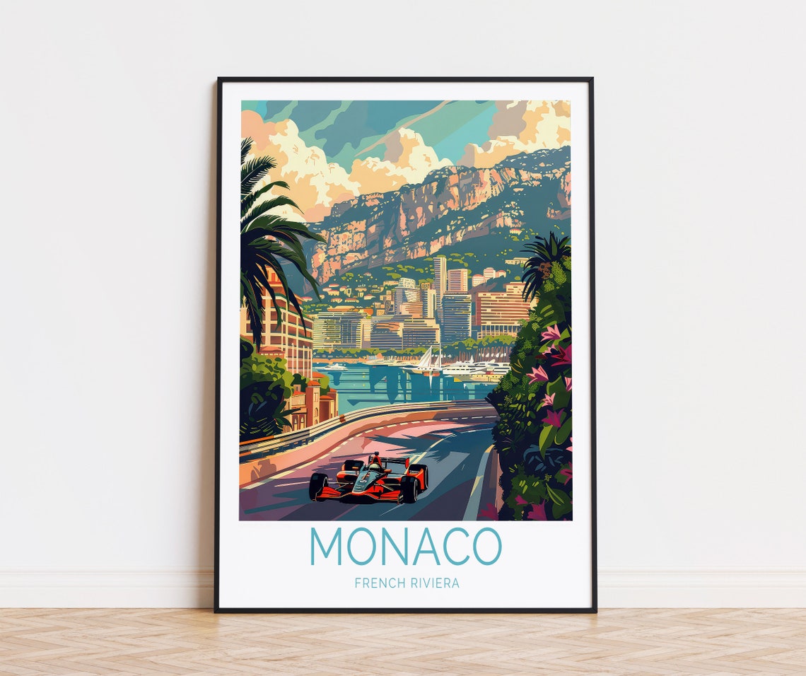 Monaco French Riviera Travel Print Monaco Wall Art France City Poster Custom Travel Poster Home Decor Wedding Gifts