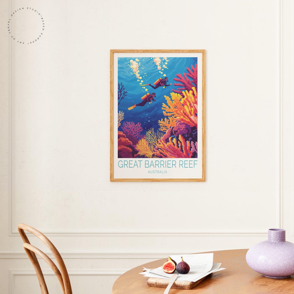 Great Barrier Reef Australia Scuba Diver Coral Garden Travel Poster - Image 4