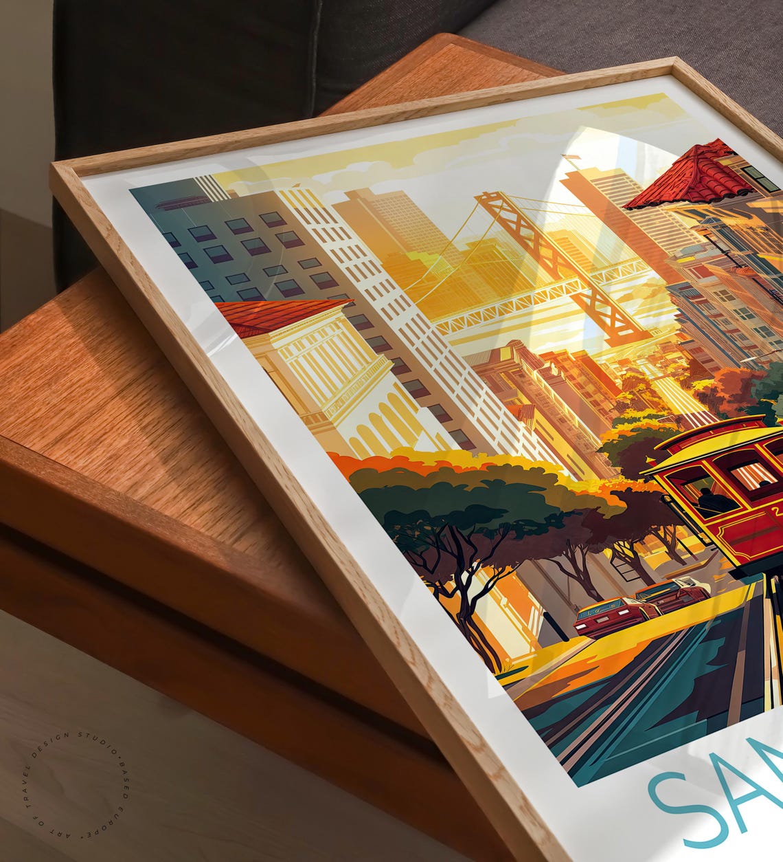San Francisco Cable Car 25 Sunset Street Scene Bay View Poster - Image 3