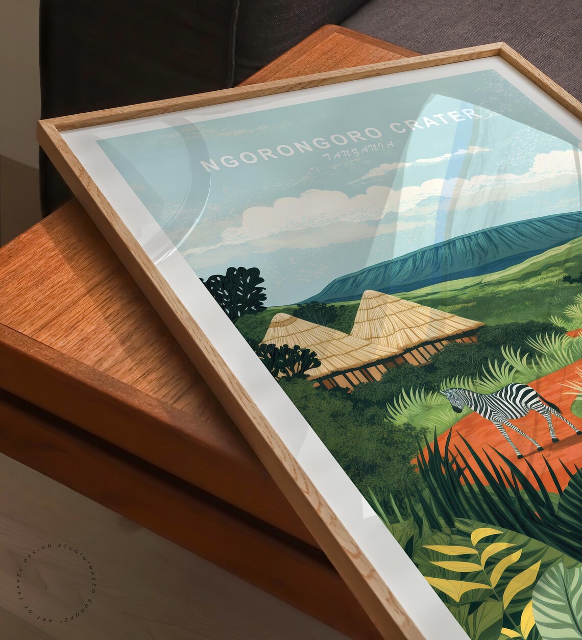 Ngorongoro Crater Tanzania Zebras Safari Landscape Vintage Art Poster - Image 6