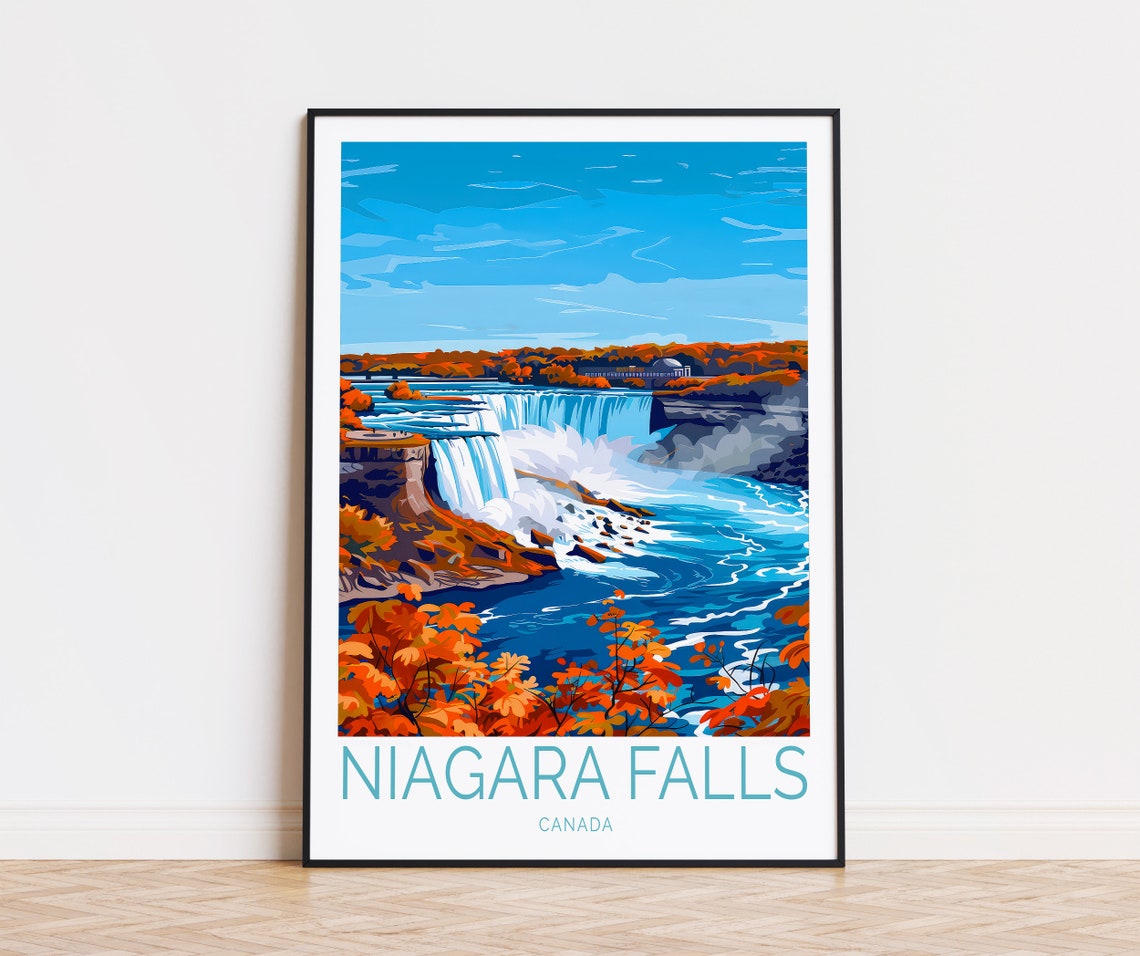 Niagara Falls Canada Horseshoe Falls Autumn Foliage Travel Poster