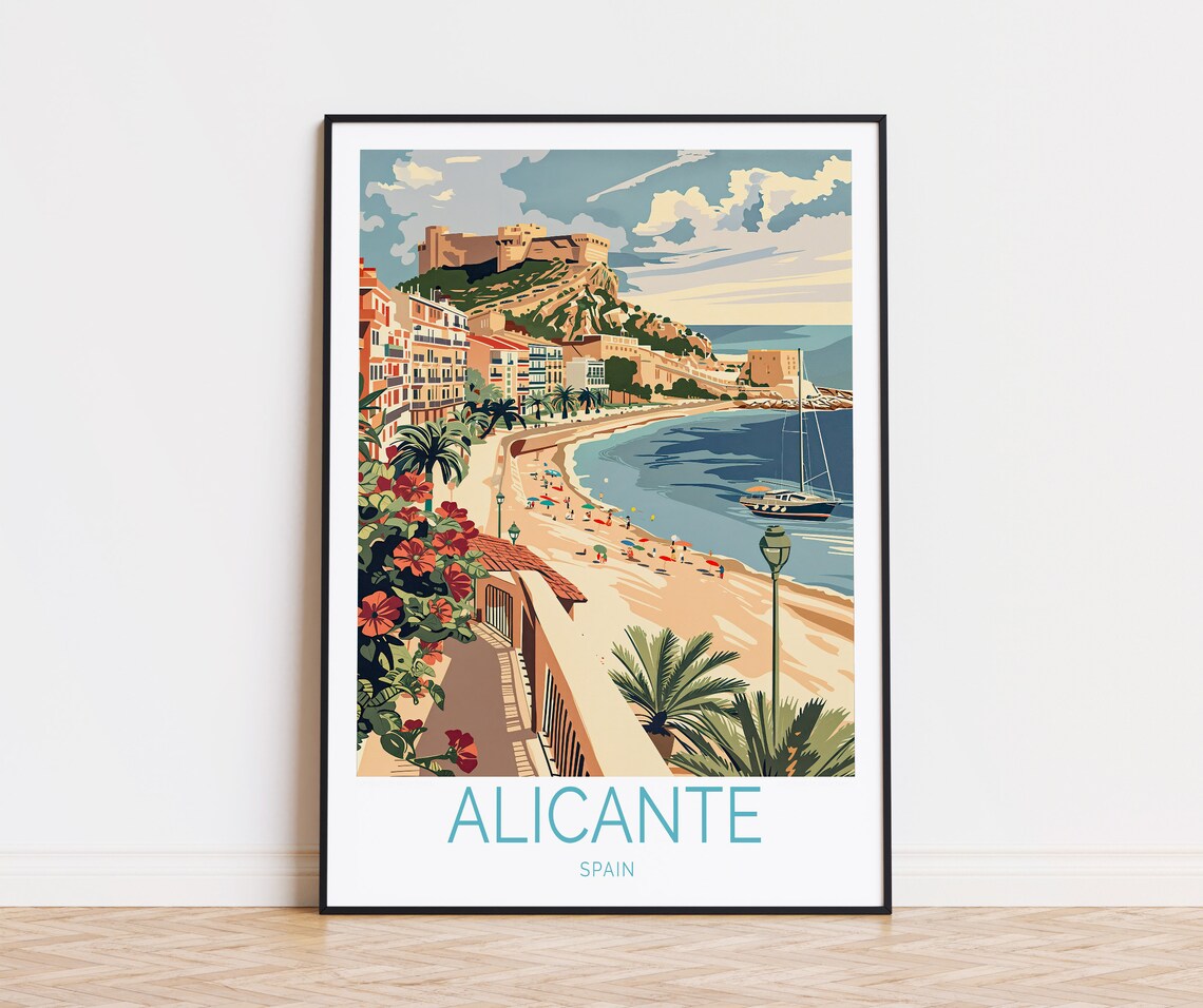 Alicante Spain Santa Barbara Castle Hill Above Sunny Beach Poster