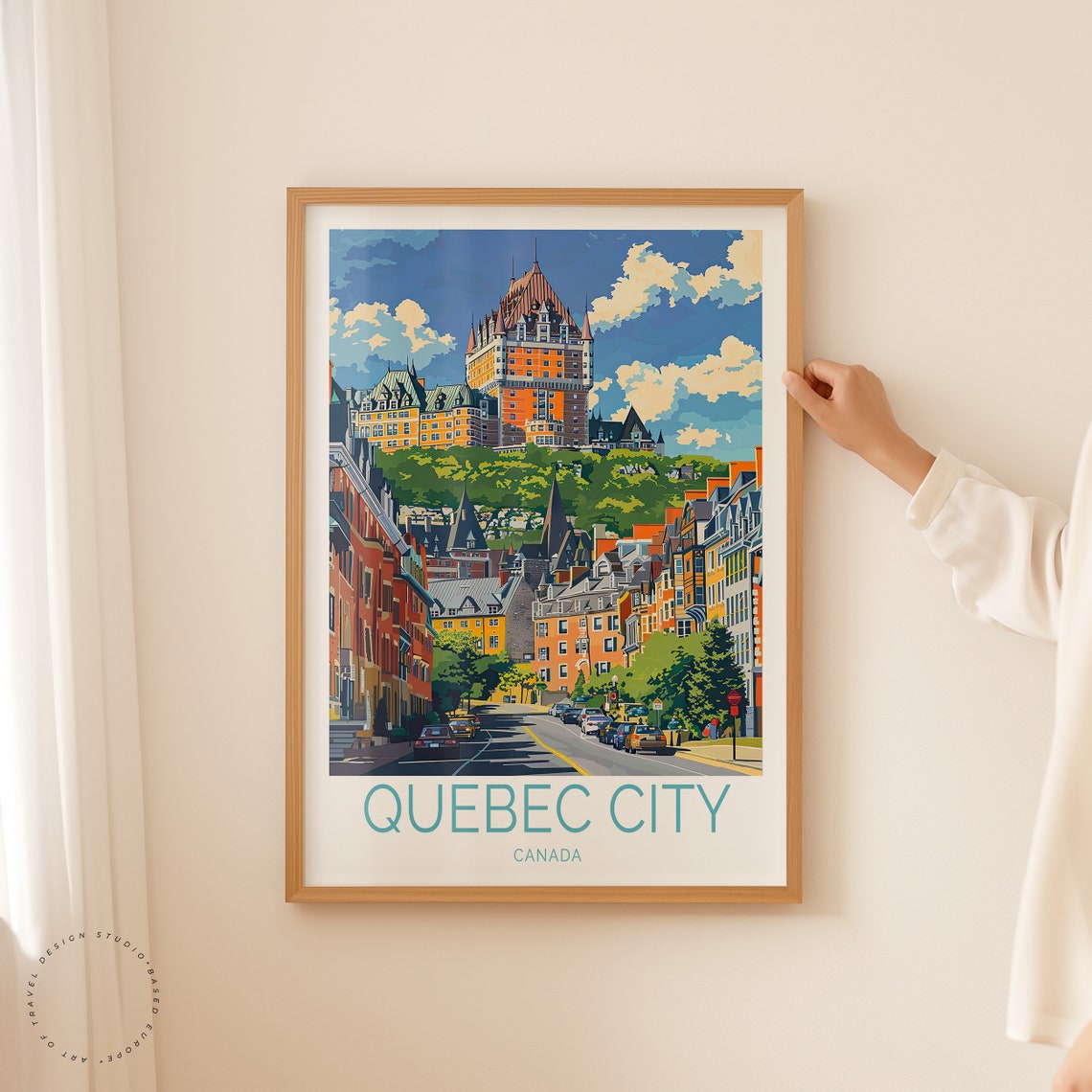Quebec City Canada Old Town Street View With Chateau Frontenac Poster - Image 2