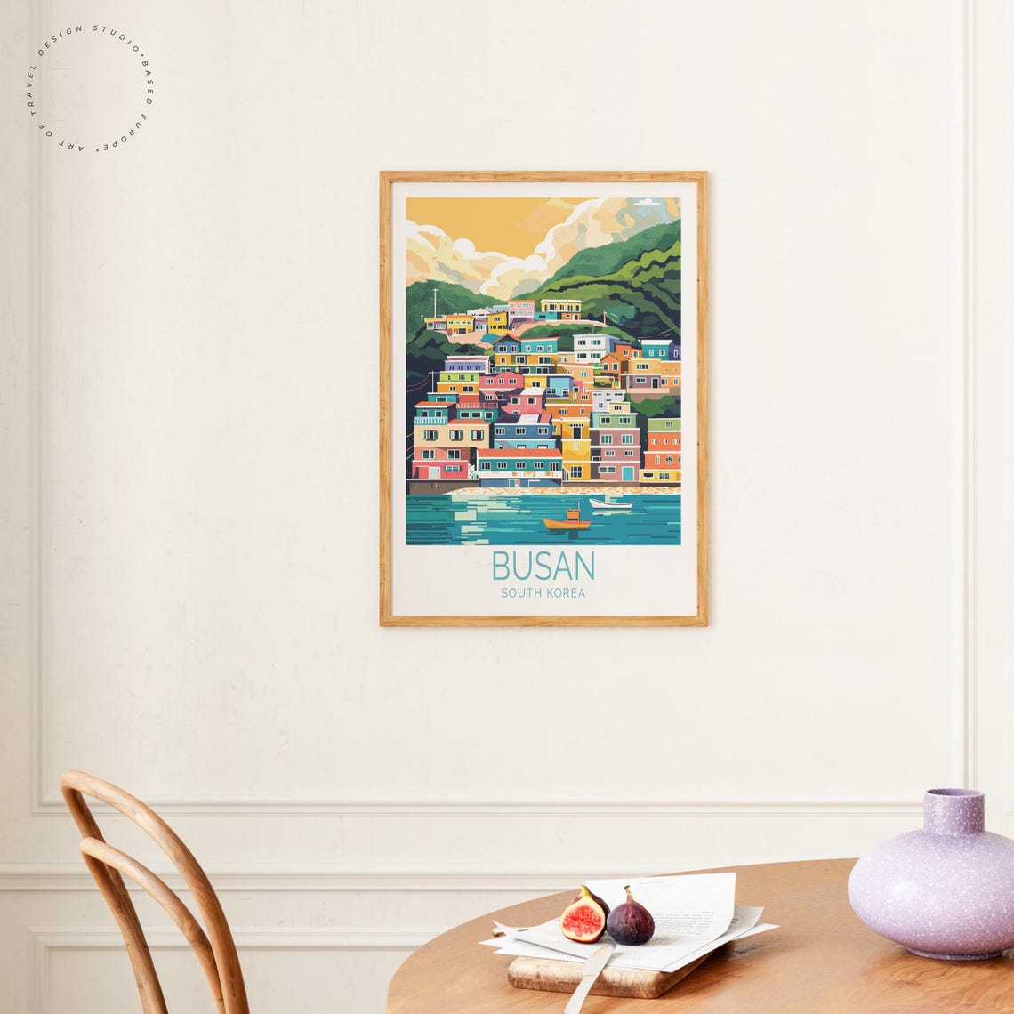 Busan South Korea Colorful Hillside Village Harbor Travel Poster - Image 4