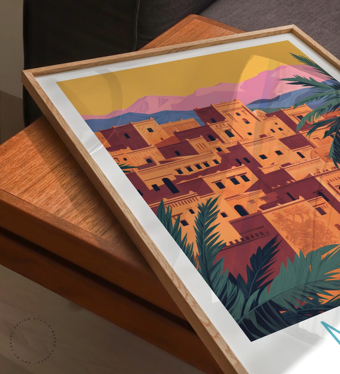 Merzouga Morocco Adobe Kasbah Palm Trees Desert Sunset Travel Poster - Image 6