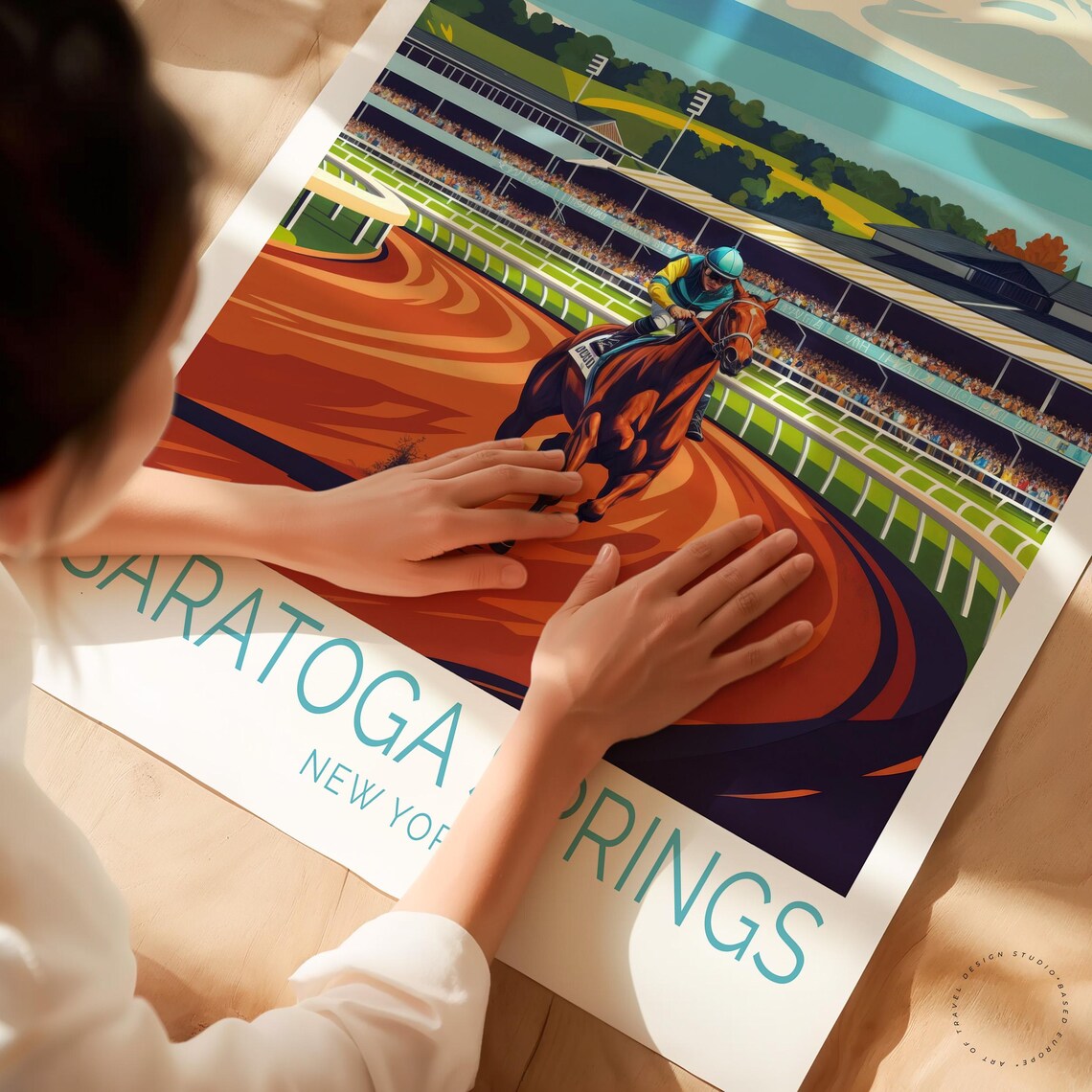 Saratoga Springs New York Horse Racing Track Vintage Sports Art Poster - Image 3