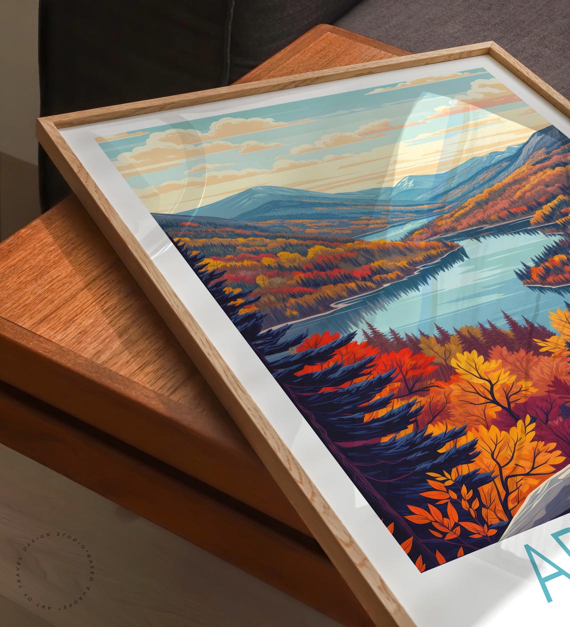 Adirondack Mountains Fall Foliage Lake Valley Orange Trees Poster - Image 6