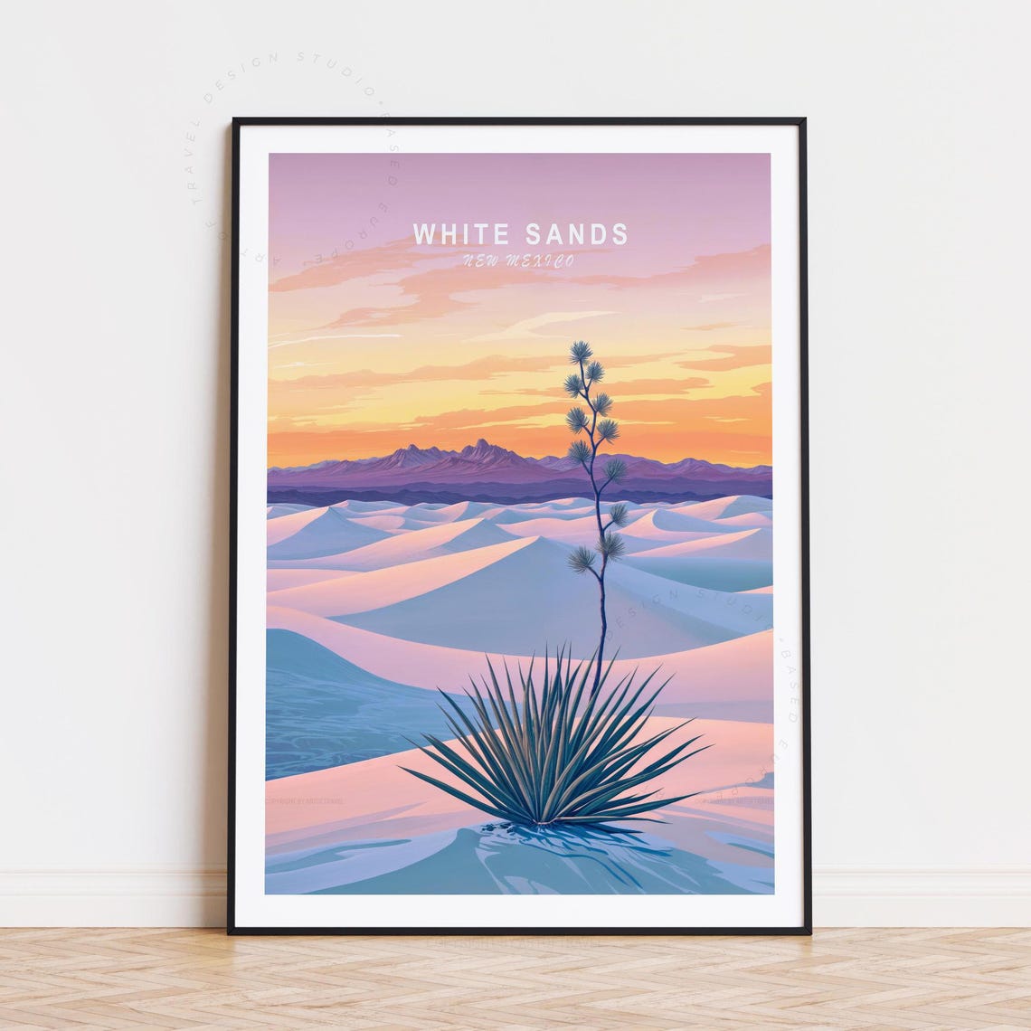 White Sands New Mexico Desert Dunes at Sunset with Yucca Poster