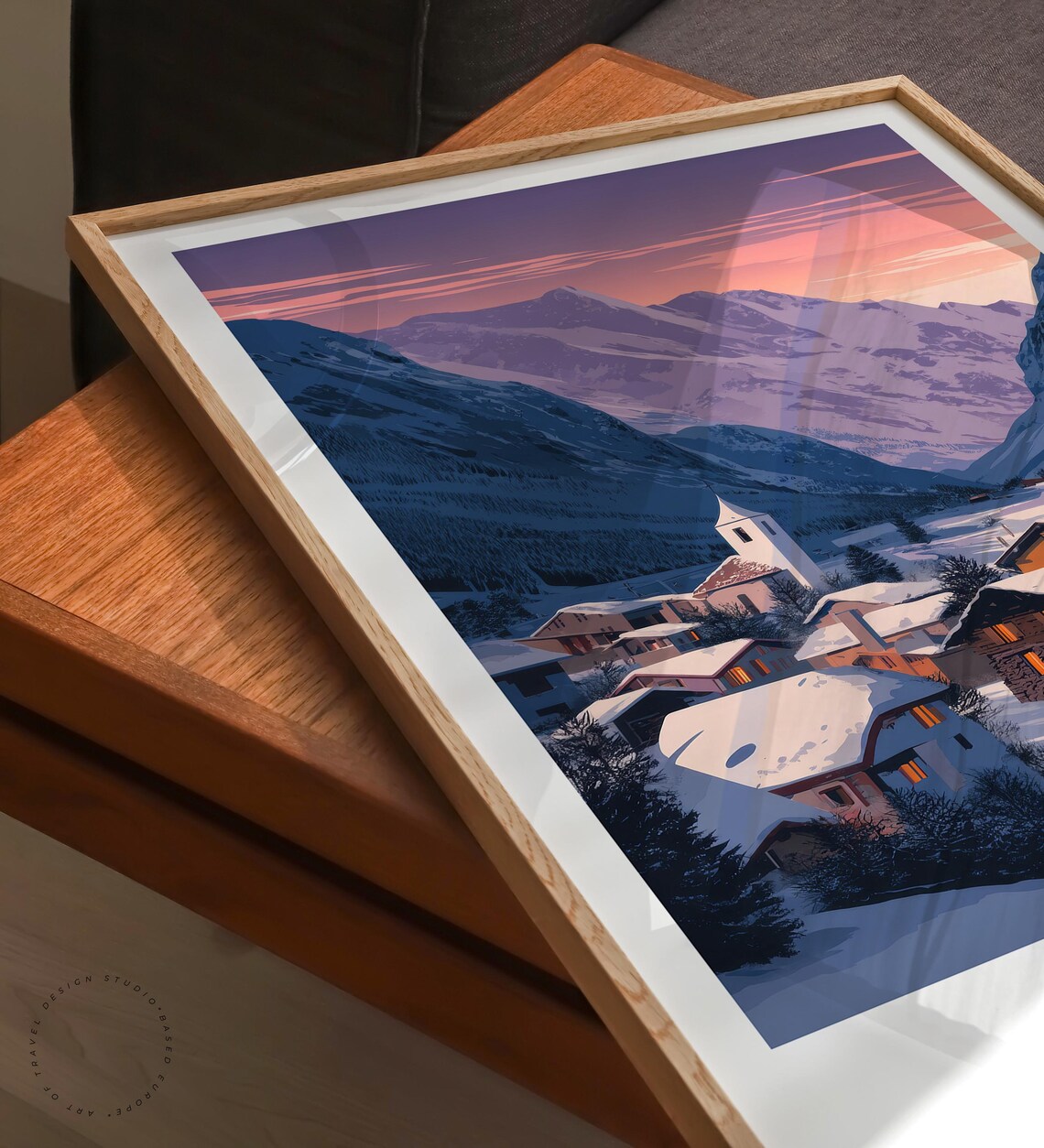 Saas Fee Switzerland Alpine Village Snowy Dusk Sky Travel Poster - Image 6
