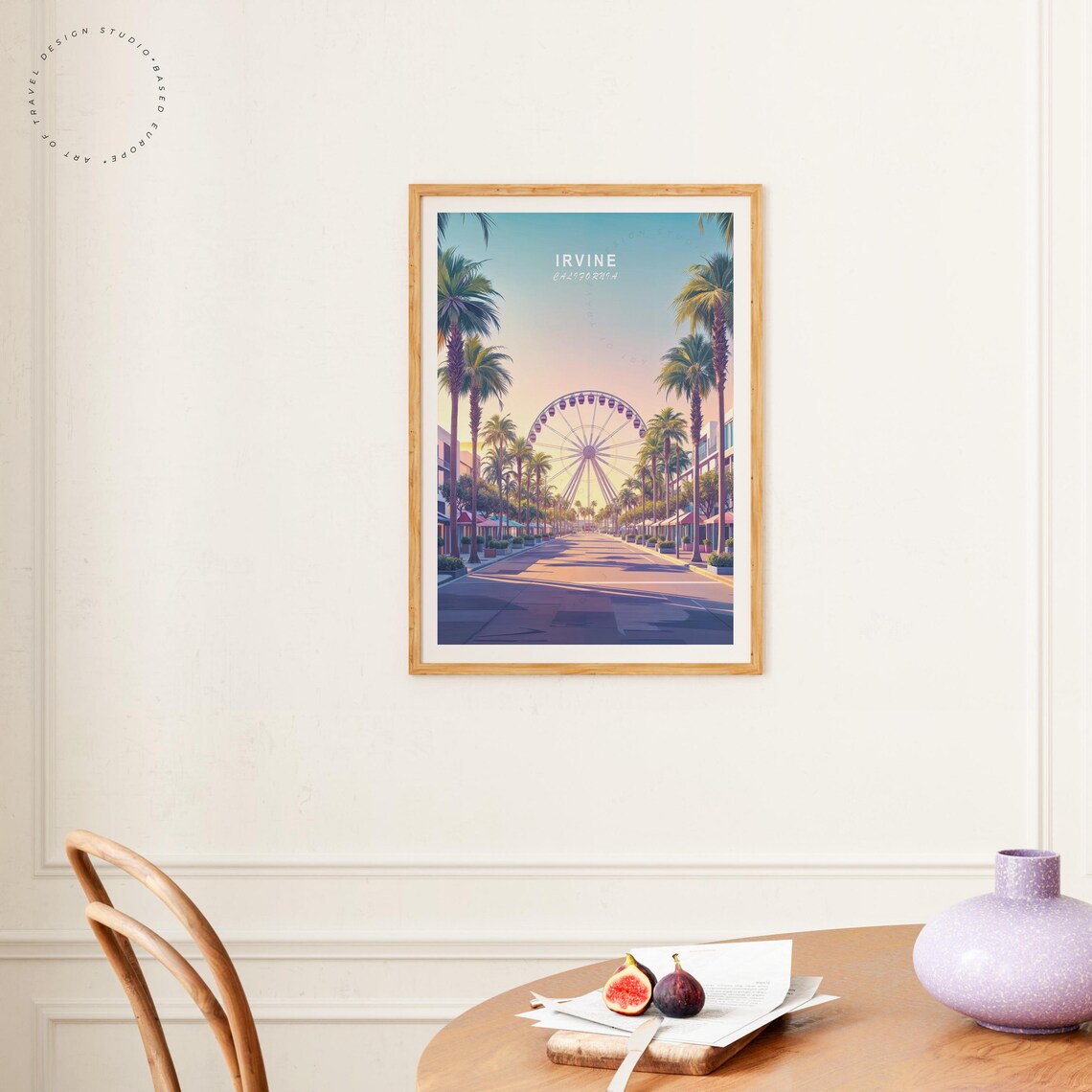 Irvine California Palm Promenade Ferris Wheel Sunset Travel Poster - Image 4