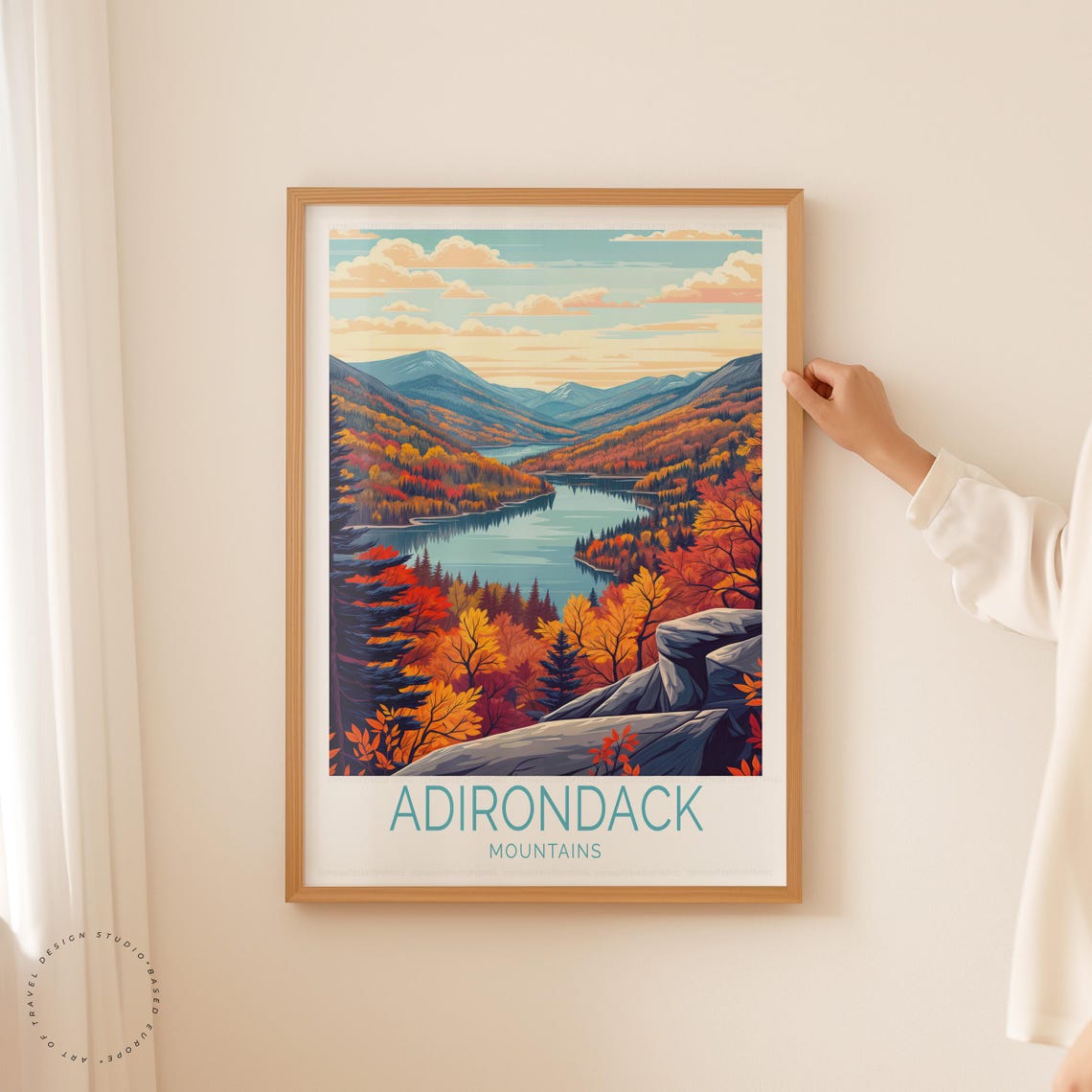 Adirondack Mountains Fall Foliage Lake Valley Orange Trees Poster - Image 5