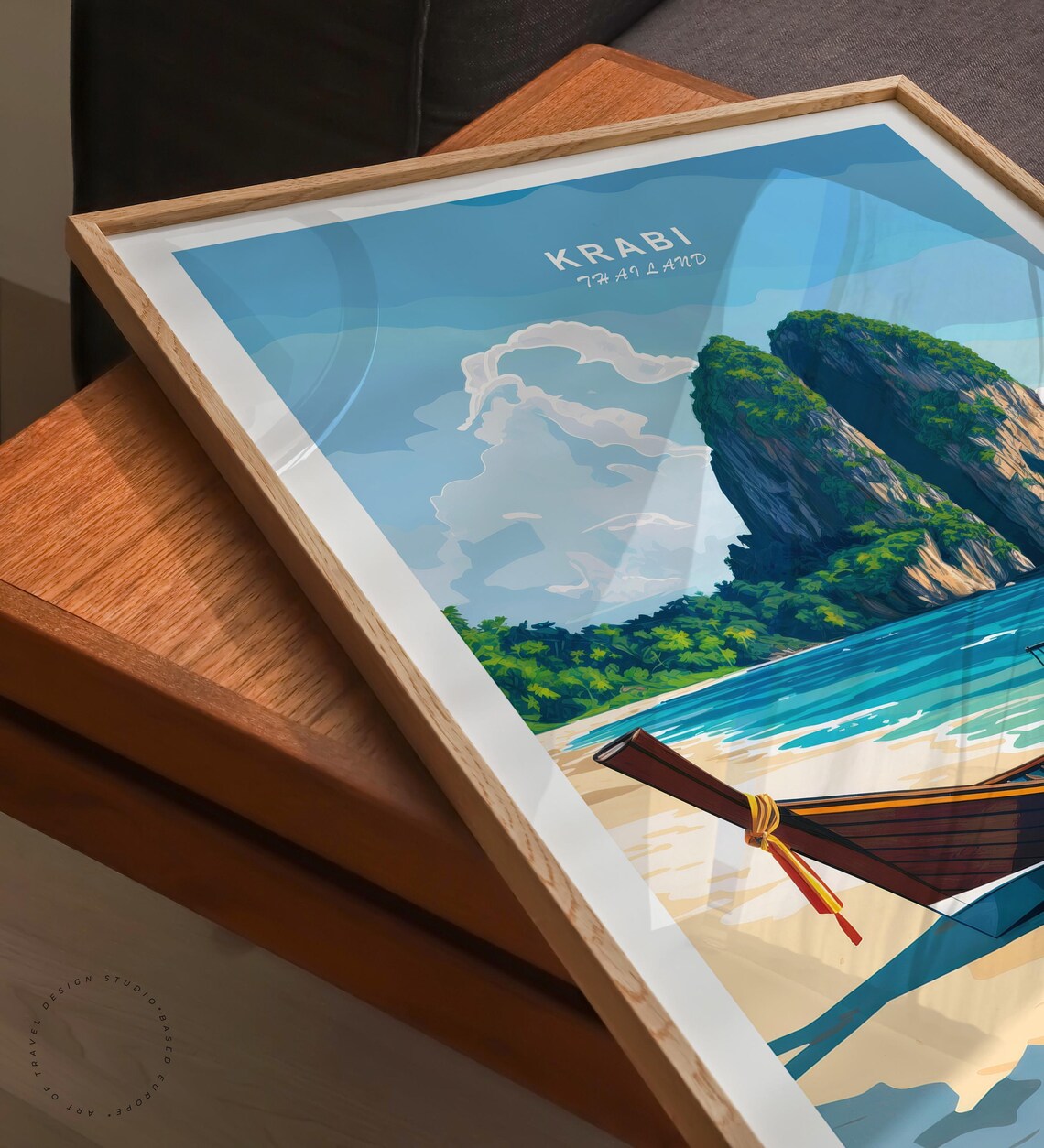 Krabi Thailand Limestone Cliffs Longtail Boats Tropical Beach Poster - Image 6