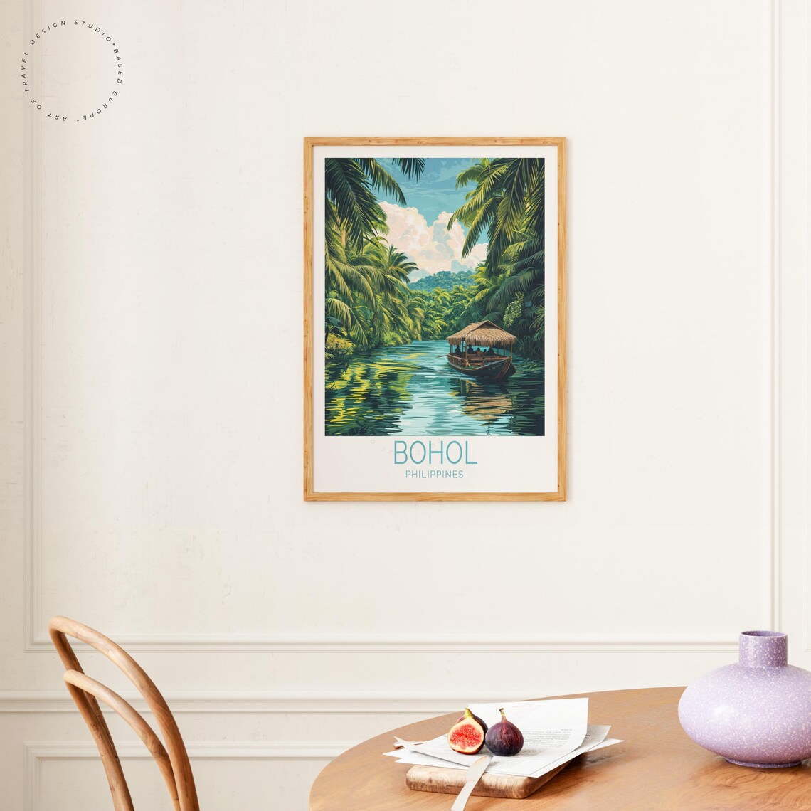 Bohol Philippines Lush Jungle River Cruise Boat Vintage Poster - Image 4