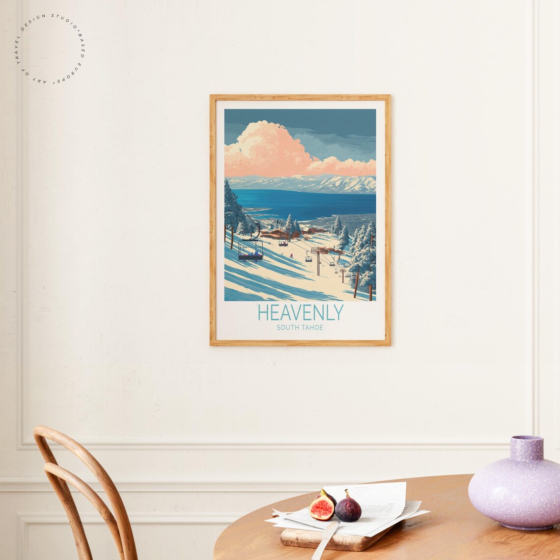 Heavenly South Tahoe Chairlift Mountain Ski Vintage Travel Art Poster - Image 4
