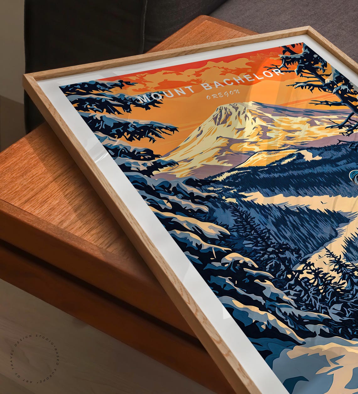 Mount Bachelor Oregon Alpine Summit Ski Trail Winter Scene Poster - Image 3