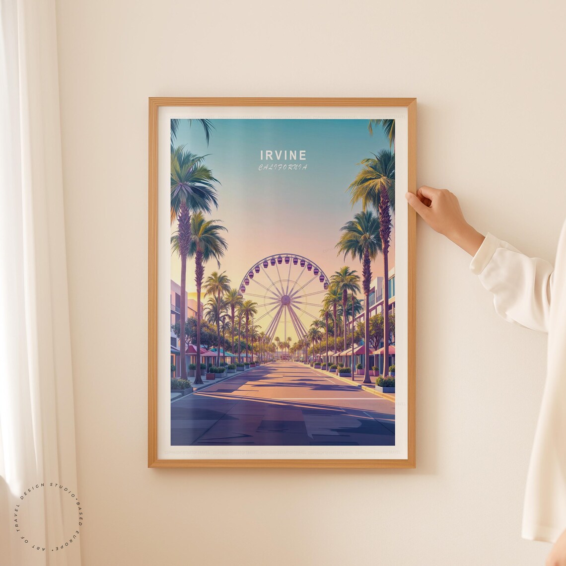 Irvine California Palm Promenade Ferris Wheel Sunset Travel Poster - Image 5