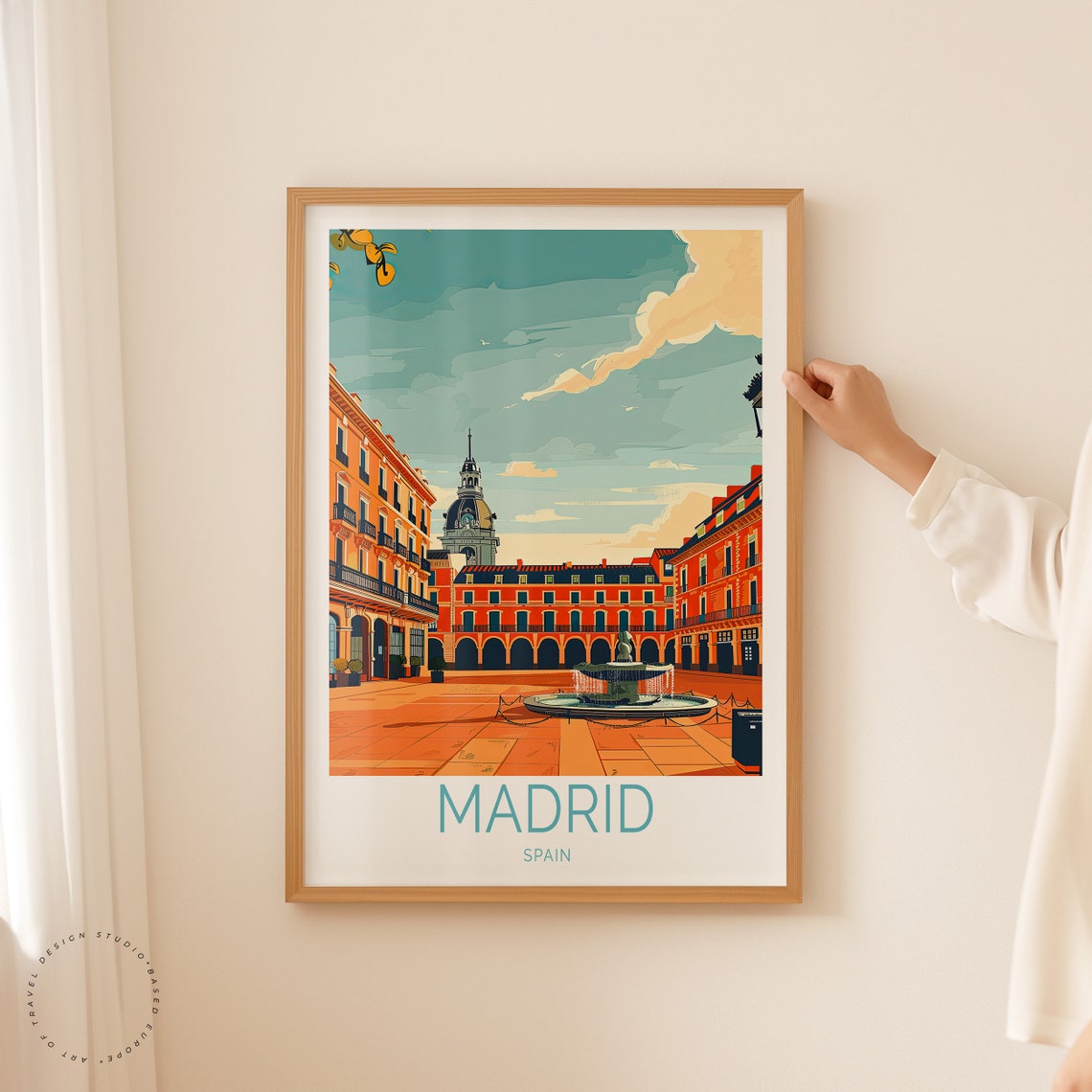 Madrid Spain Historic Plaza With Fountain And Old Buildings Poster - Image 2
