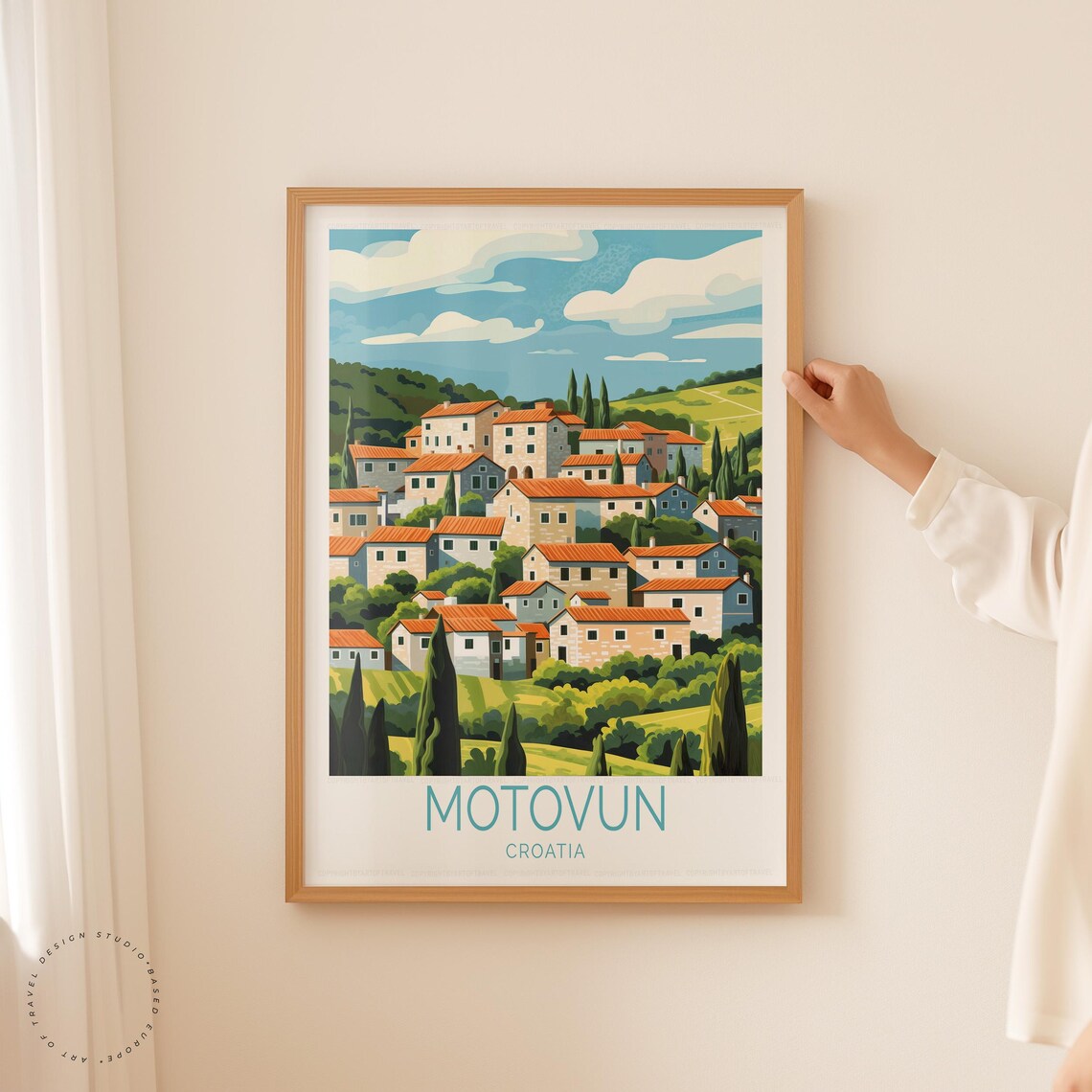 Motovun Croatia Hilltop Village Terracotta Panorama Travel Poster - Image 2