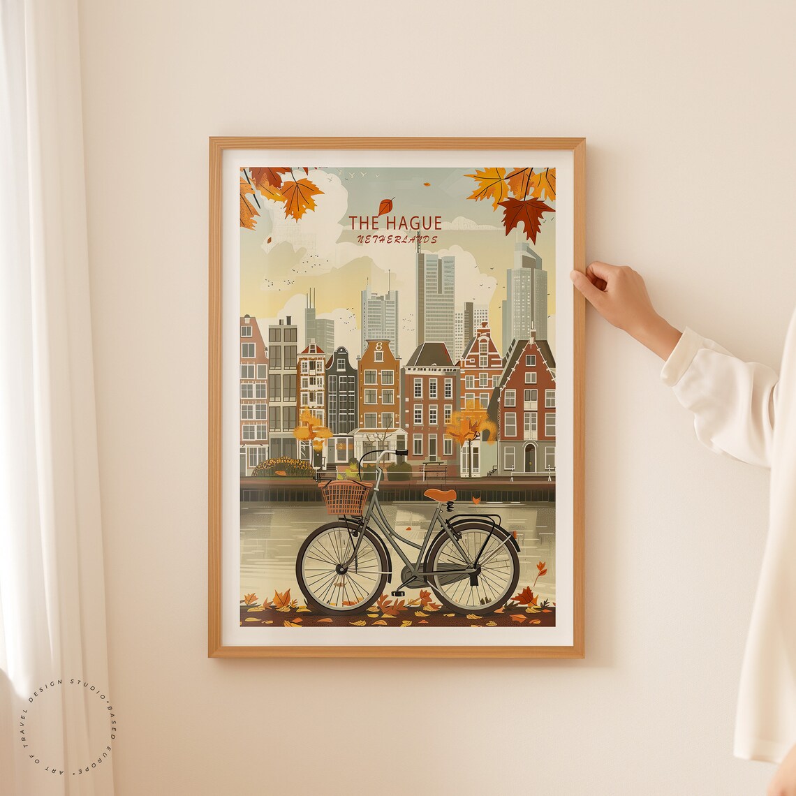 The Hague Netherlands Dutch Canal Houses Bicycle Autumn Poster - Image 2