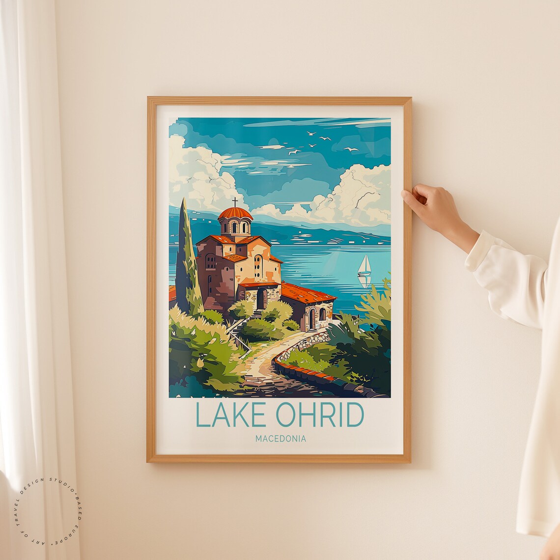 Lake Ohrid Macedonia Lakeside Church Overlooking the Blue Water Poster - Image 2